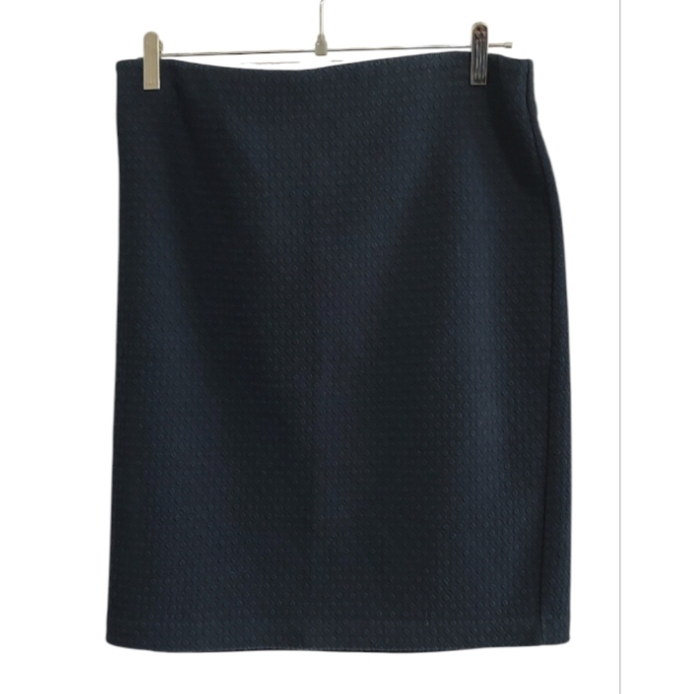 LOFT Classic Navy Blue Diamond Jacquard Pattern Pencil Skirt Size L